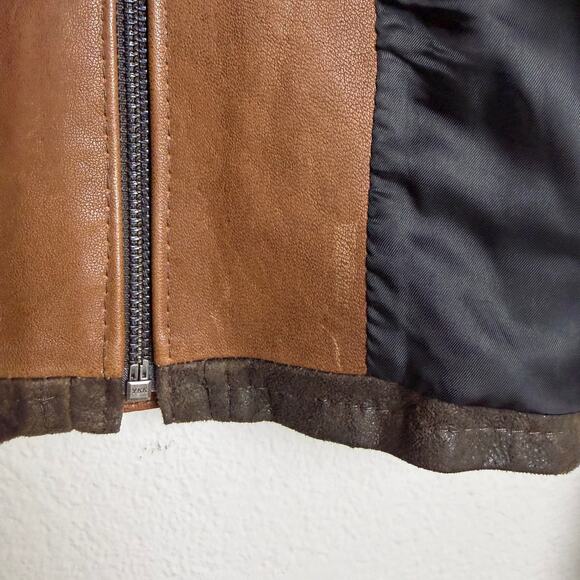 Remy Lambskin Leather Jacket Womens Large Brown Full Zip Snap Handcrafted USA - Picture 11 of 15